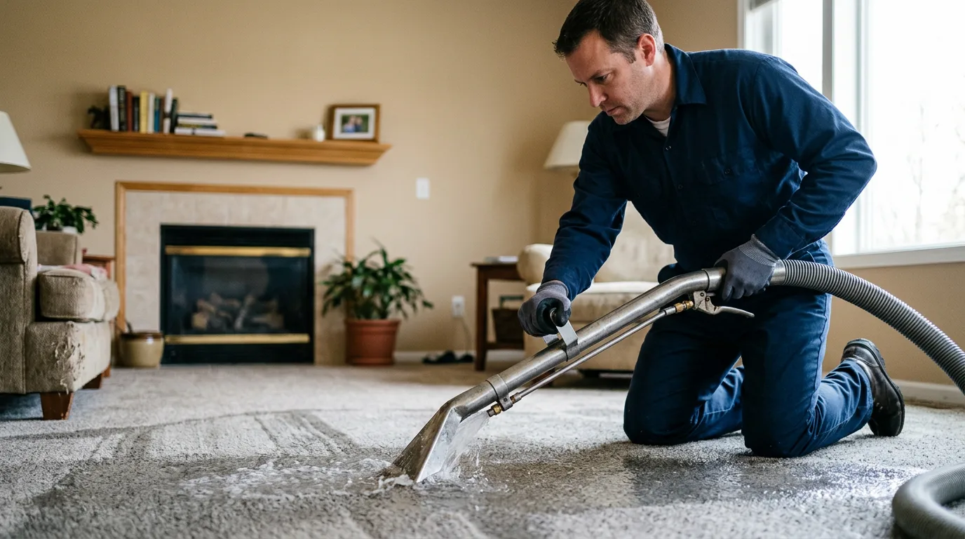 Water damage restoration technician working near Gilman, CT